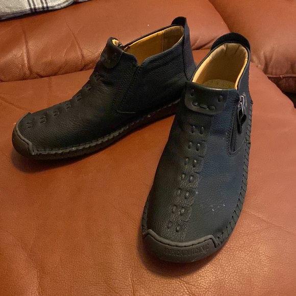 Dacomfy Mens Ankle Boots Leather Casual Loafers Shoes, Mens Side Zipper Boots - Picture 4 of 7